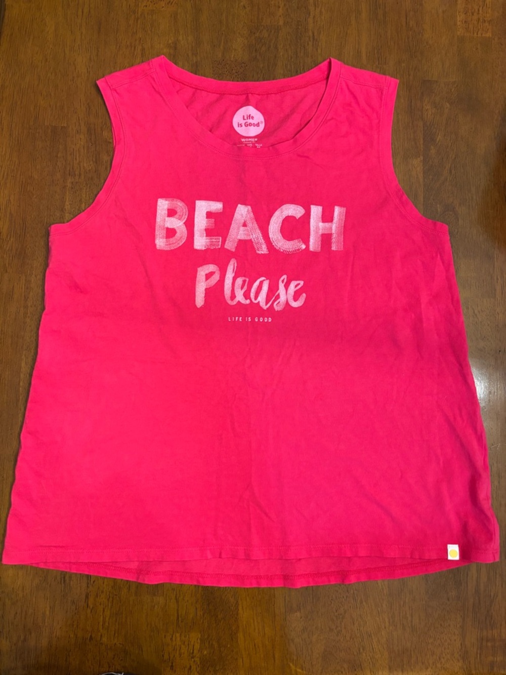 Life is Good Pink "Beach Please" Sleeveless Tank Medium